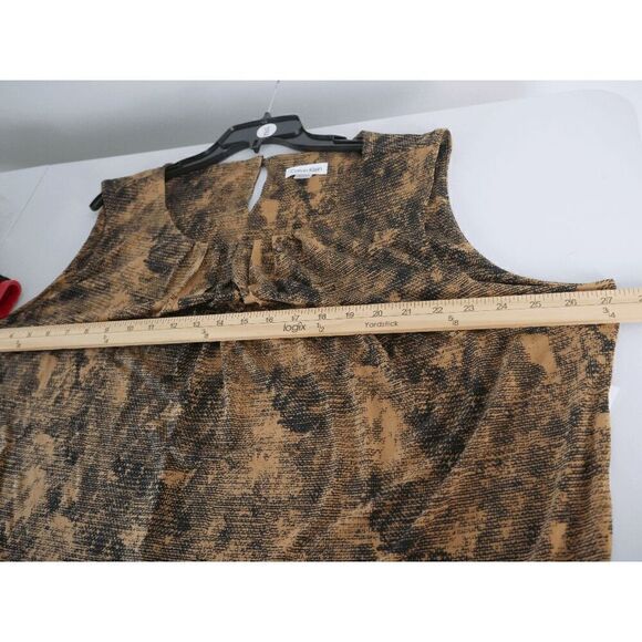 Calvin Klein Women's Plus Size Sleeveless Printed Pleated-Neck Top 3X - Picture 7 of 8